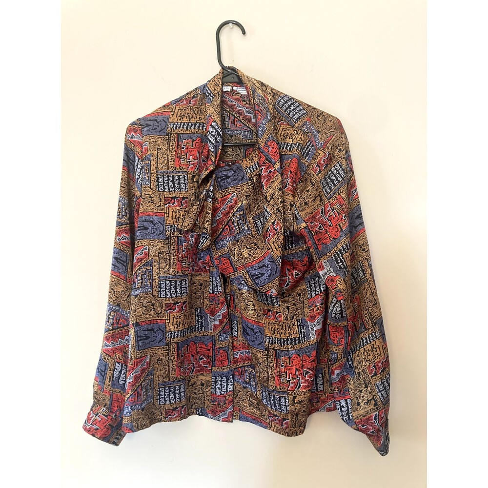 Vintage Andre Chateau Multi-Colored Long Sleeve Blouse MADE IN USA - size L